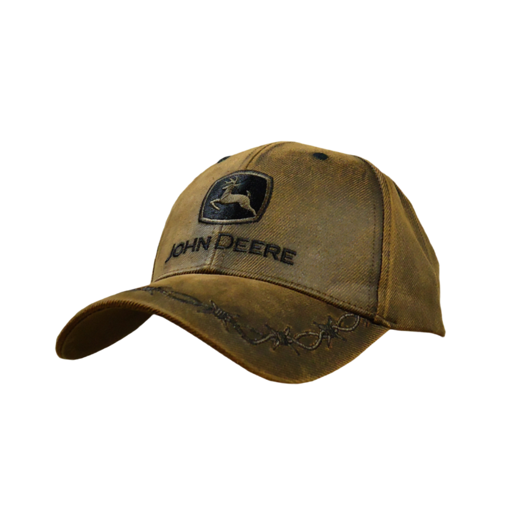 John Deere Cotton Oilskin Logo Embroidered Brown Cap
