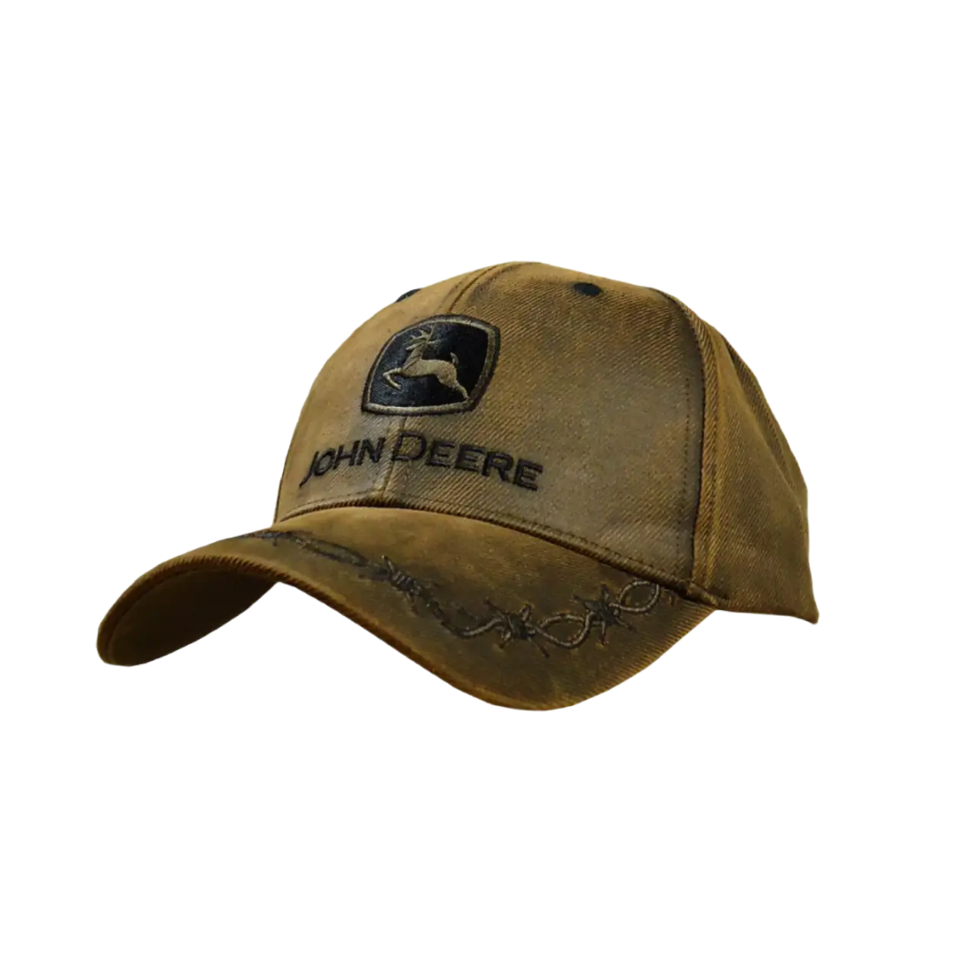 John Deere Brown Cotton Logo Embroidered Cap