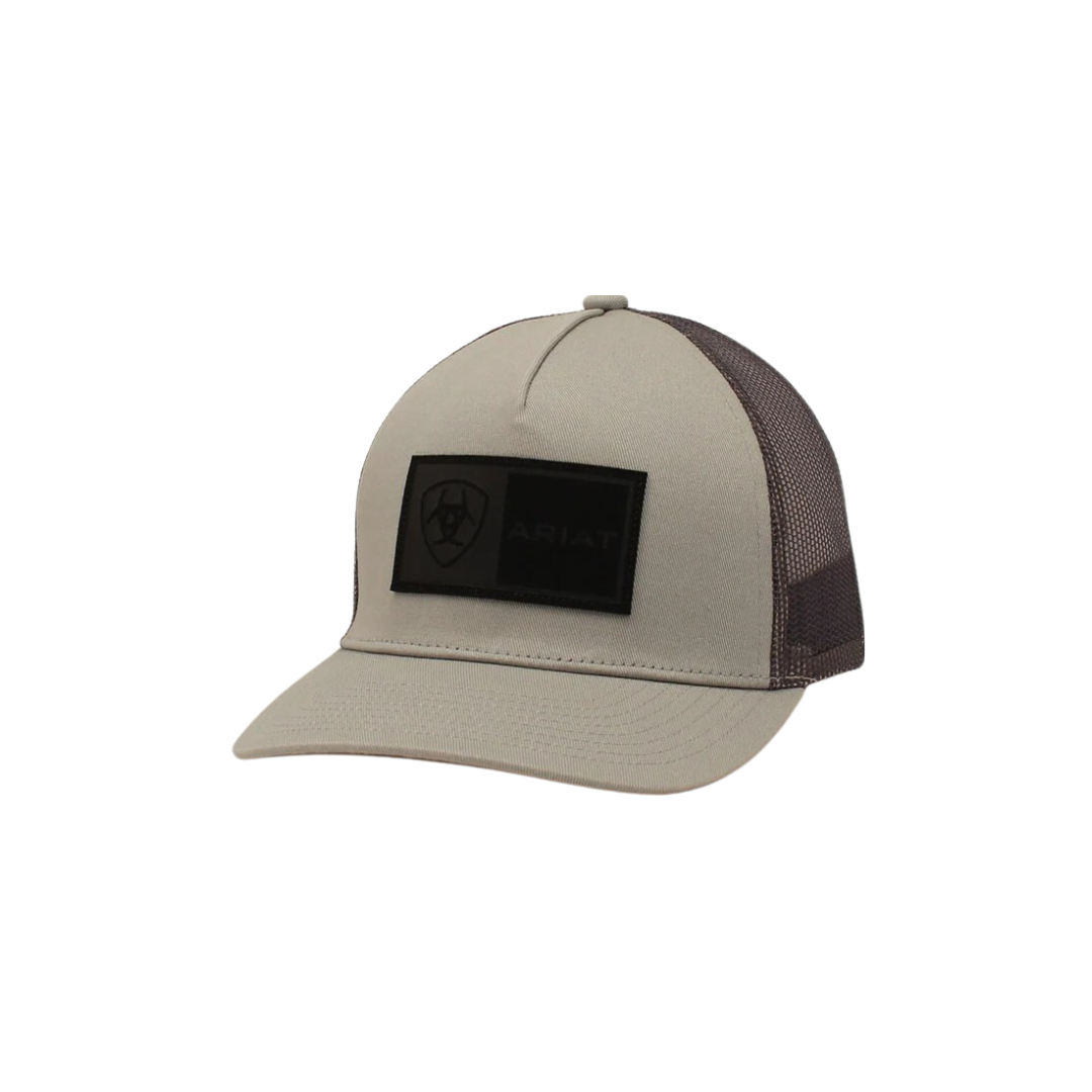 Ariat Men's Snap Back Rectangle Patch Grey Cap