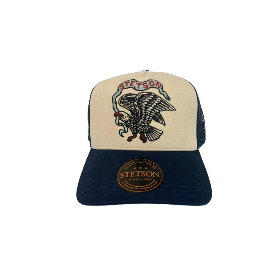 Stetson Men's Navy Eagle Embroidered Trucker Cap