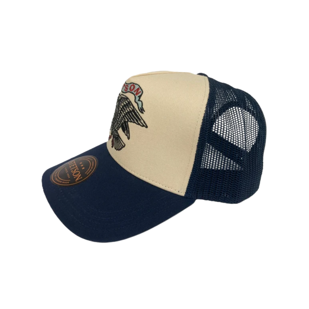 Stetson Men's Navy Eagle Embroidered Trucker Cap