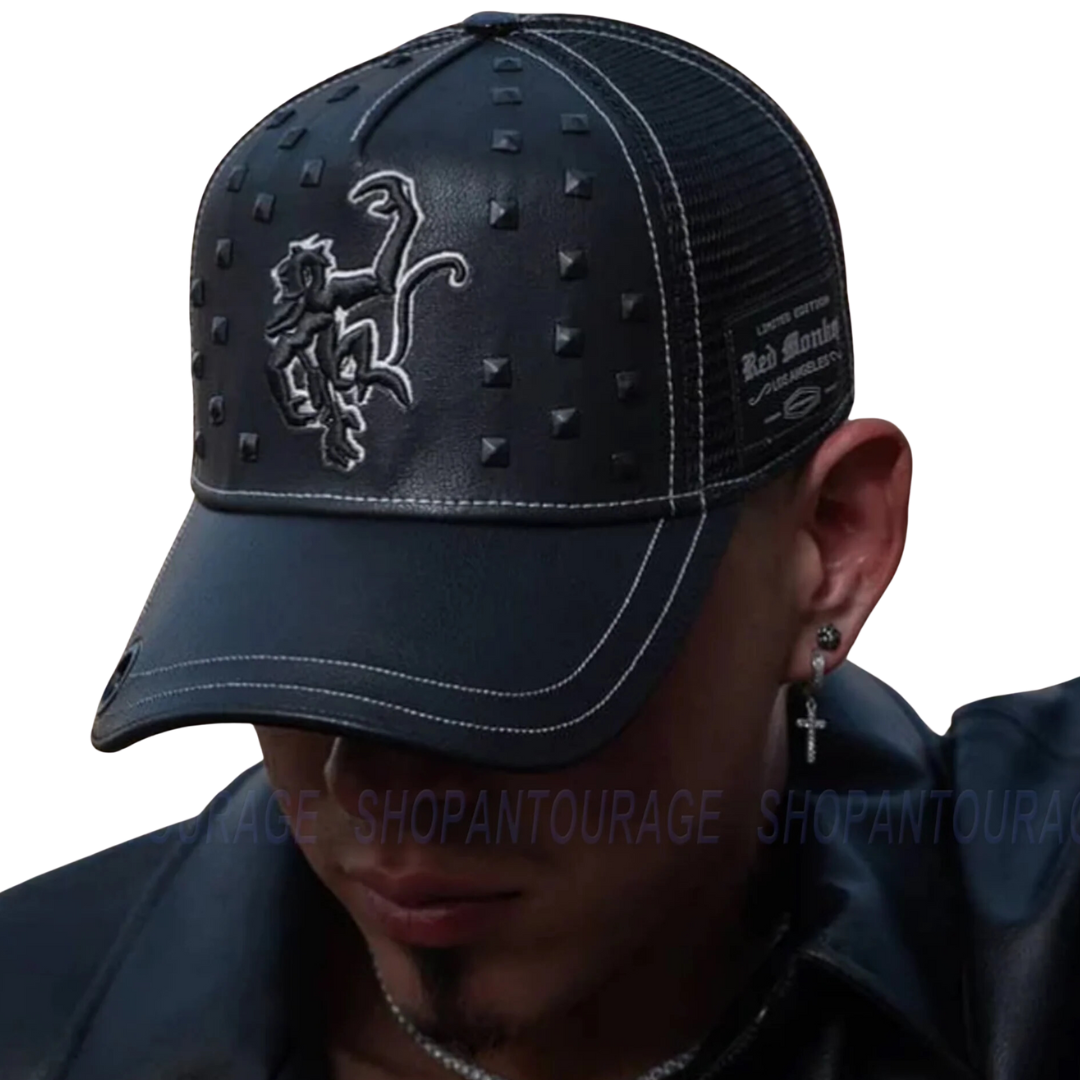 Red Monkey Unisex Classico Hard Black Cap