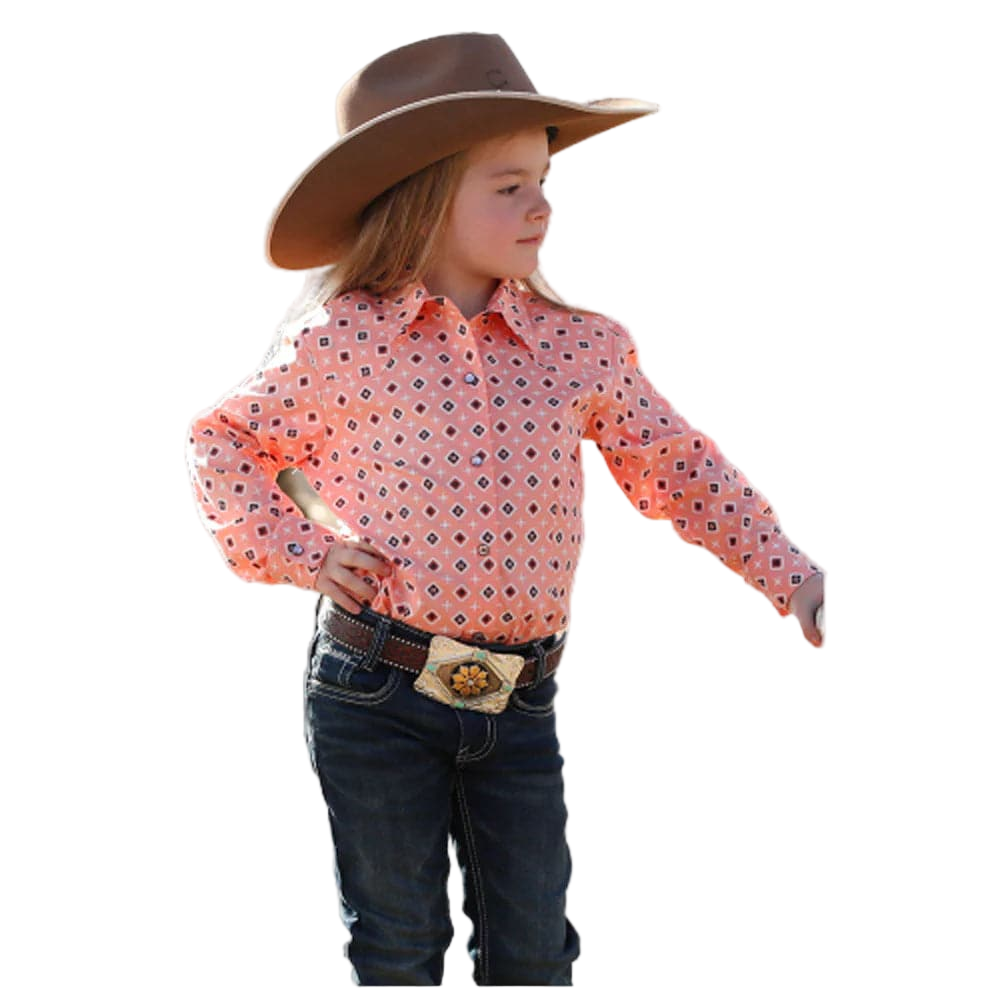 Cruel Toddler Girl's Geometric Diamond Peach Shirt