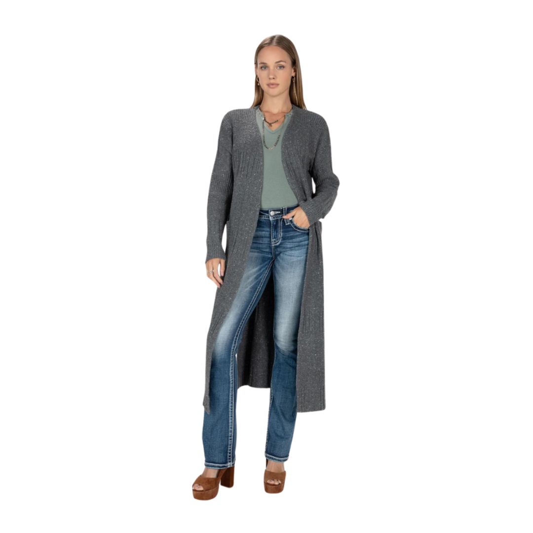 Miss Me Woman's Speckled Knit Long Cardigan