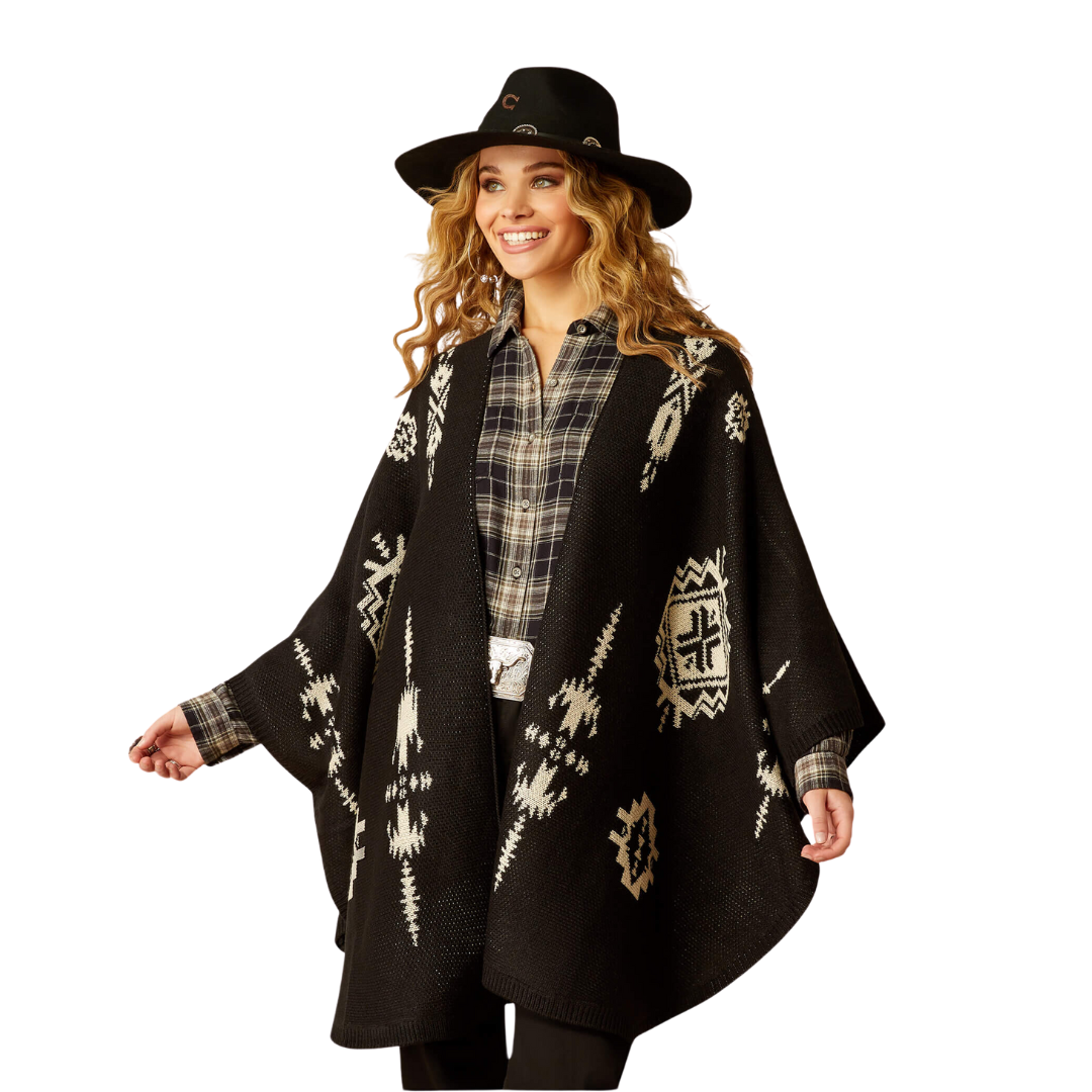 Ariat Women's Delta Summer Sand Black Poncho