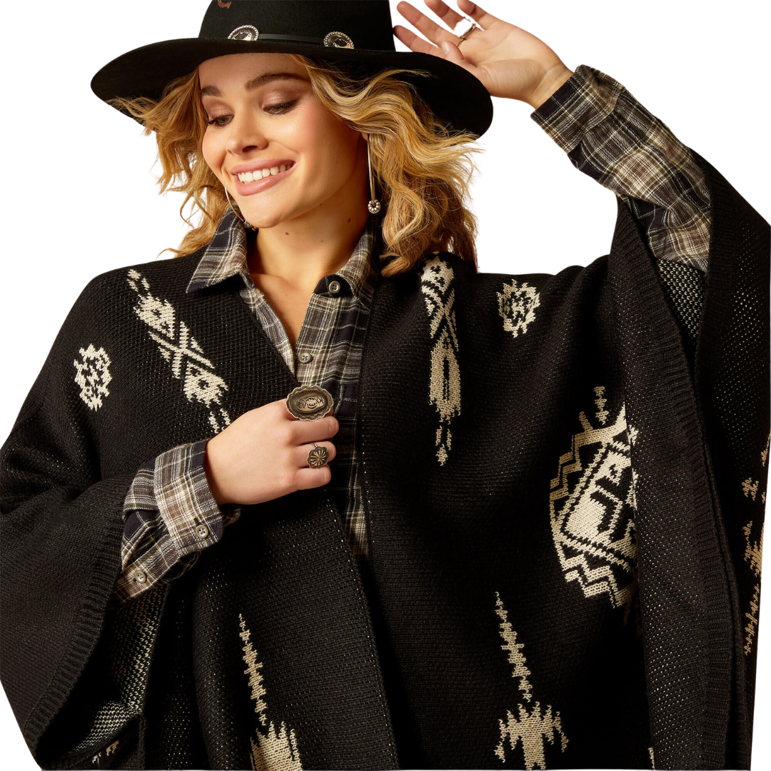 Ariat Women's Delta Summer Sand Black Poncho