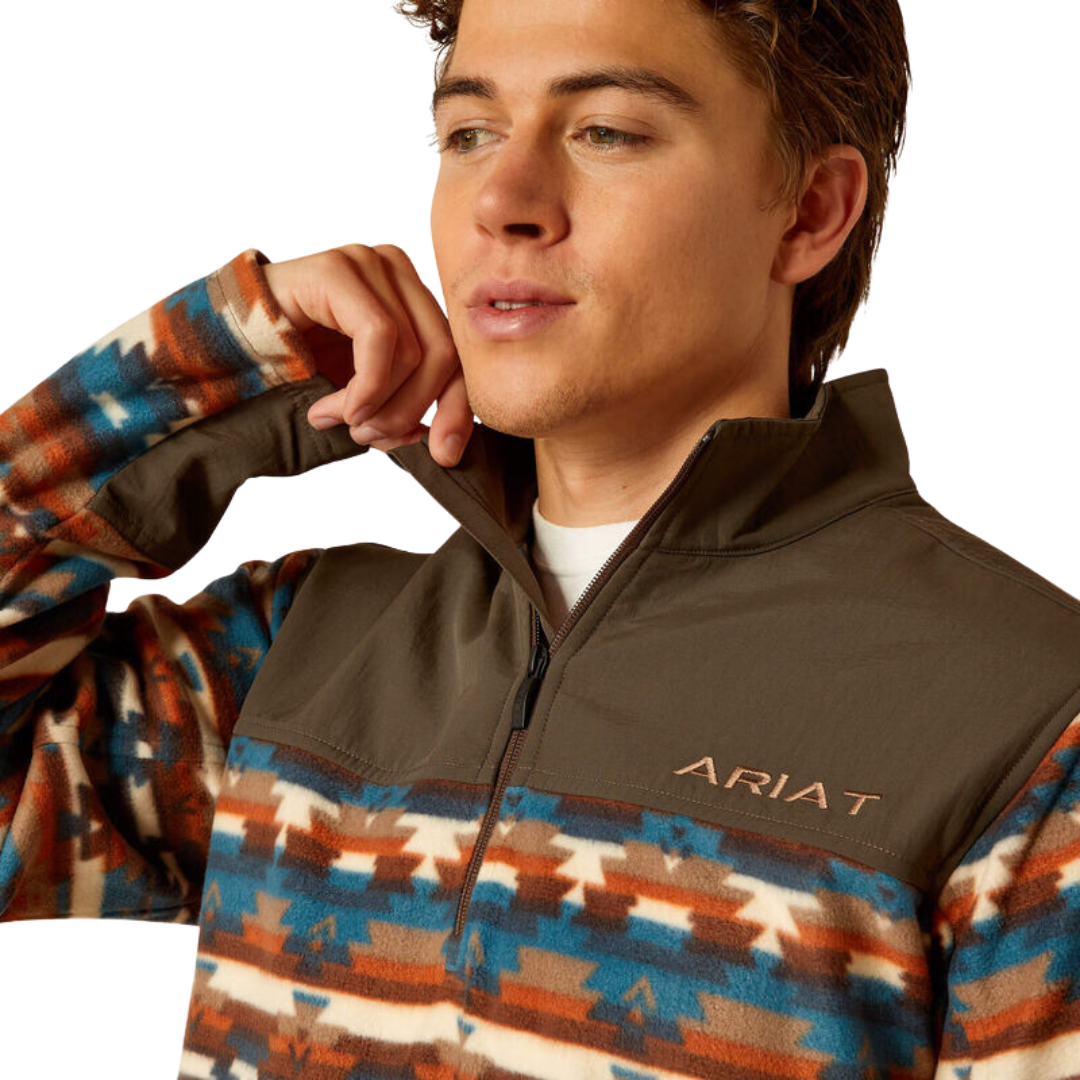 Ariat Men's Basis 1/4 Zip Turquoise Serape Sweatshirt