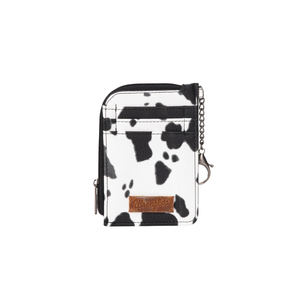 Wrangler Women's Cow Print Print Mini Zip Black Card Case
