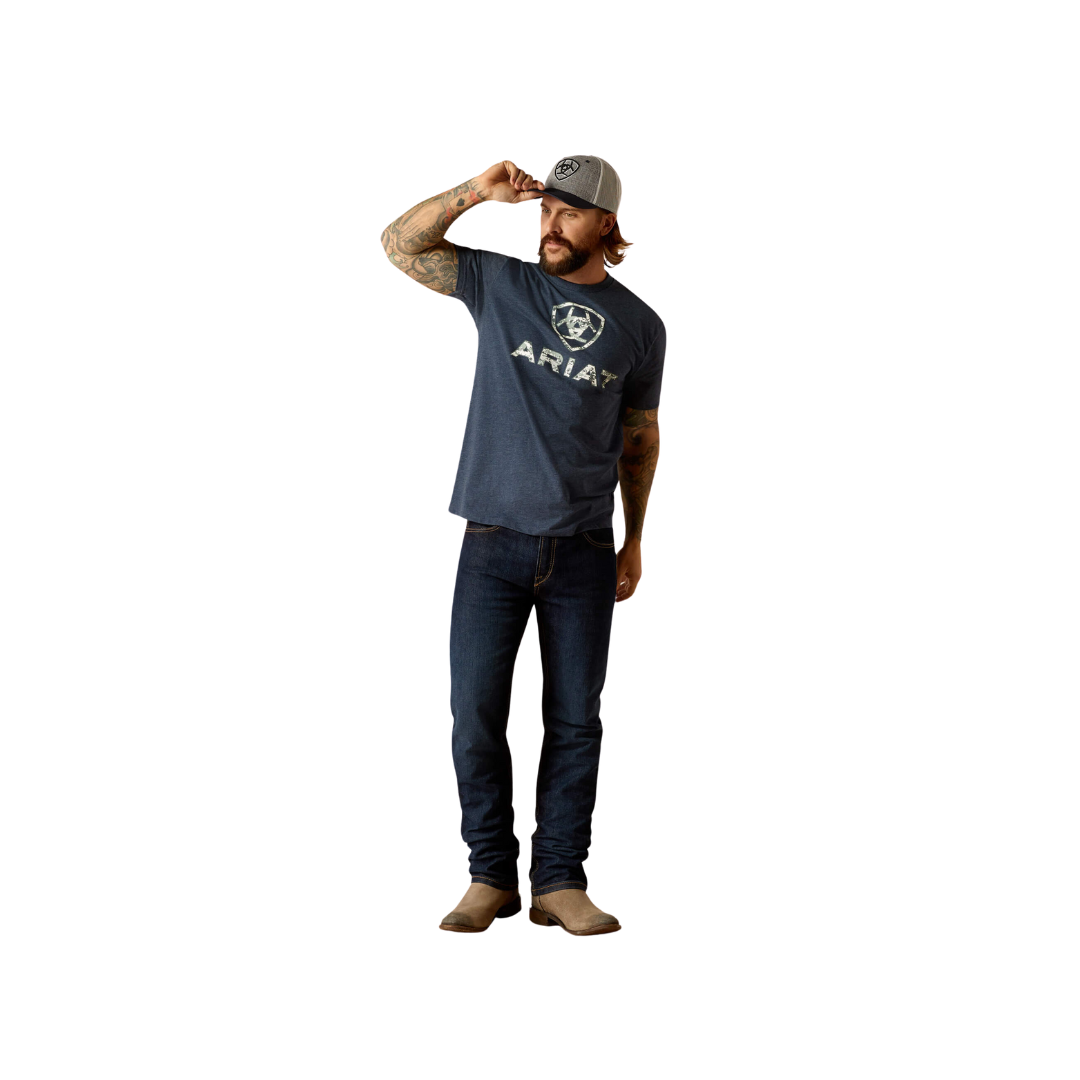 Ariat Men's Liberty Usa Digi Camo Navy Heather Tee Shirt
