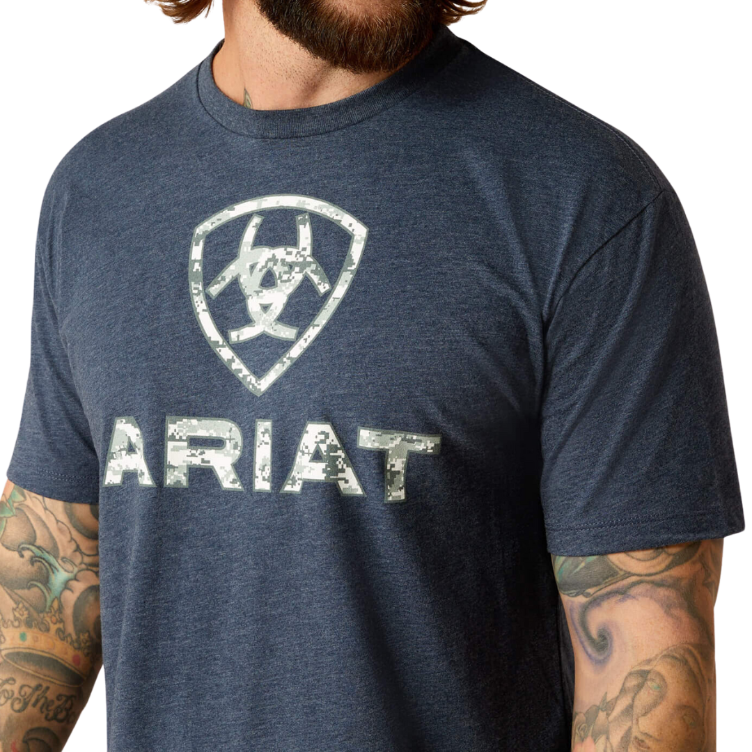 Ariat Men's Liberty Usa Digi Camo Navy Heather Tee Shirt