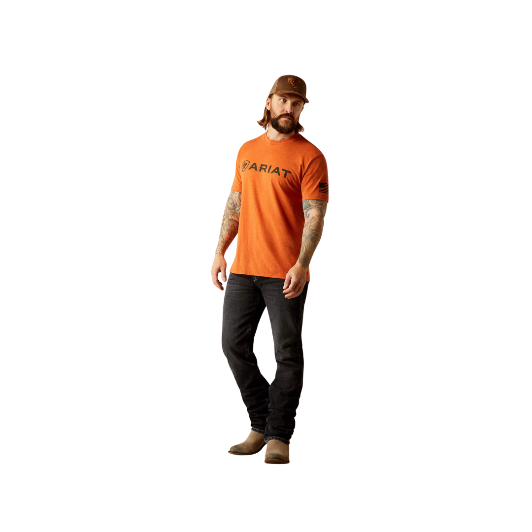 Ariat Men's Shield Flag Adobe Heather Tee Shirt
