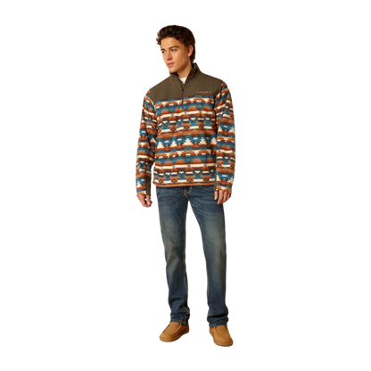 Ariat Men's Basis 1/4 Zip Turquoise Serape Sweatshirt