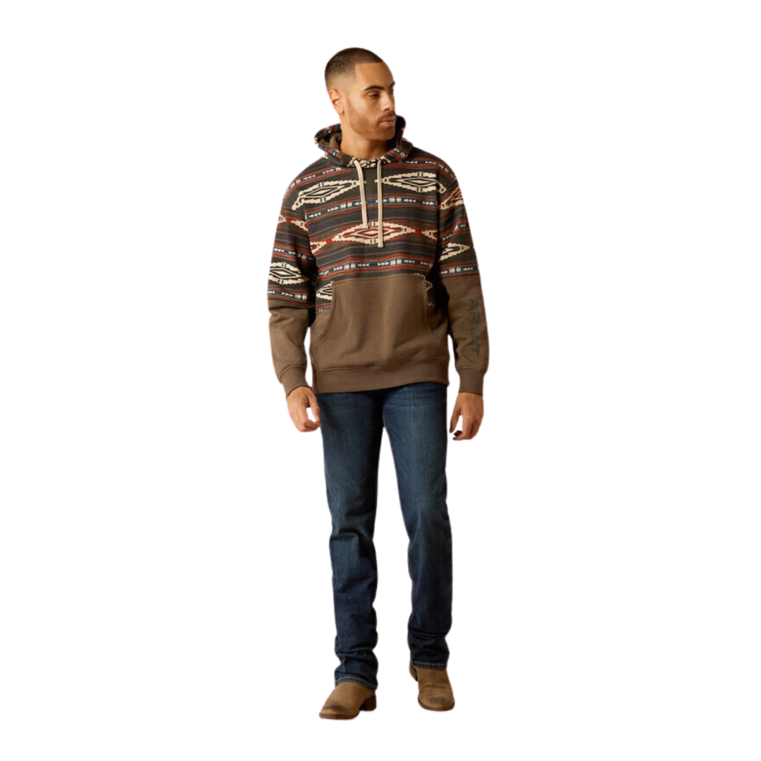 Ariat Men's Color Block Brindle Light Brown Hoodie