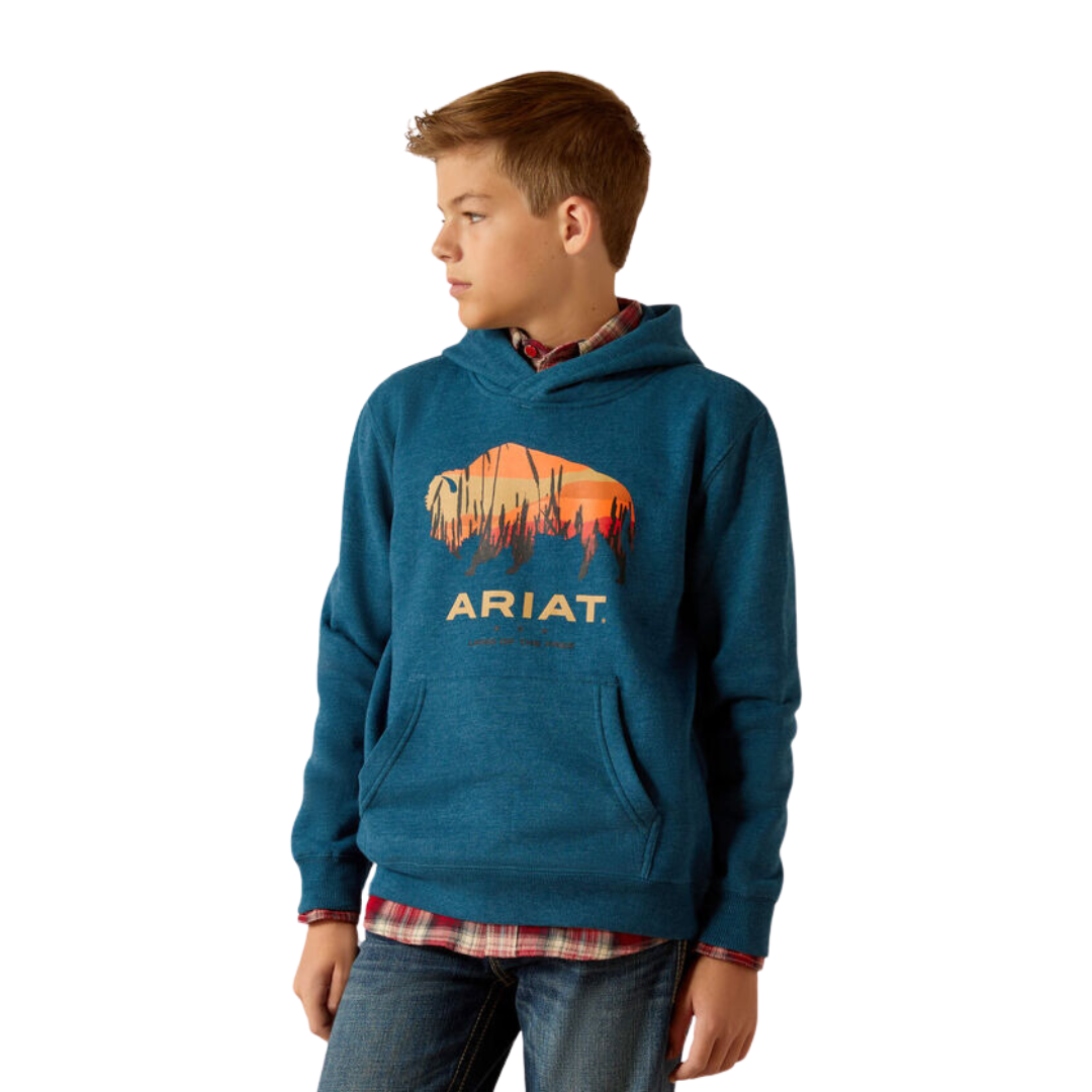 Ariat Youth Boy's Bison Plains Hydran Heather Hoodie