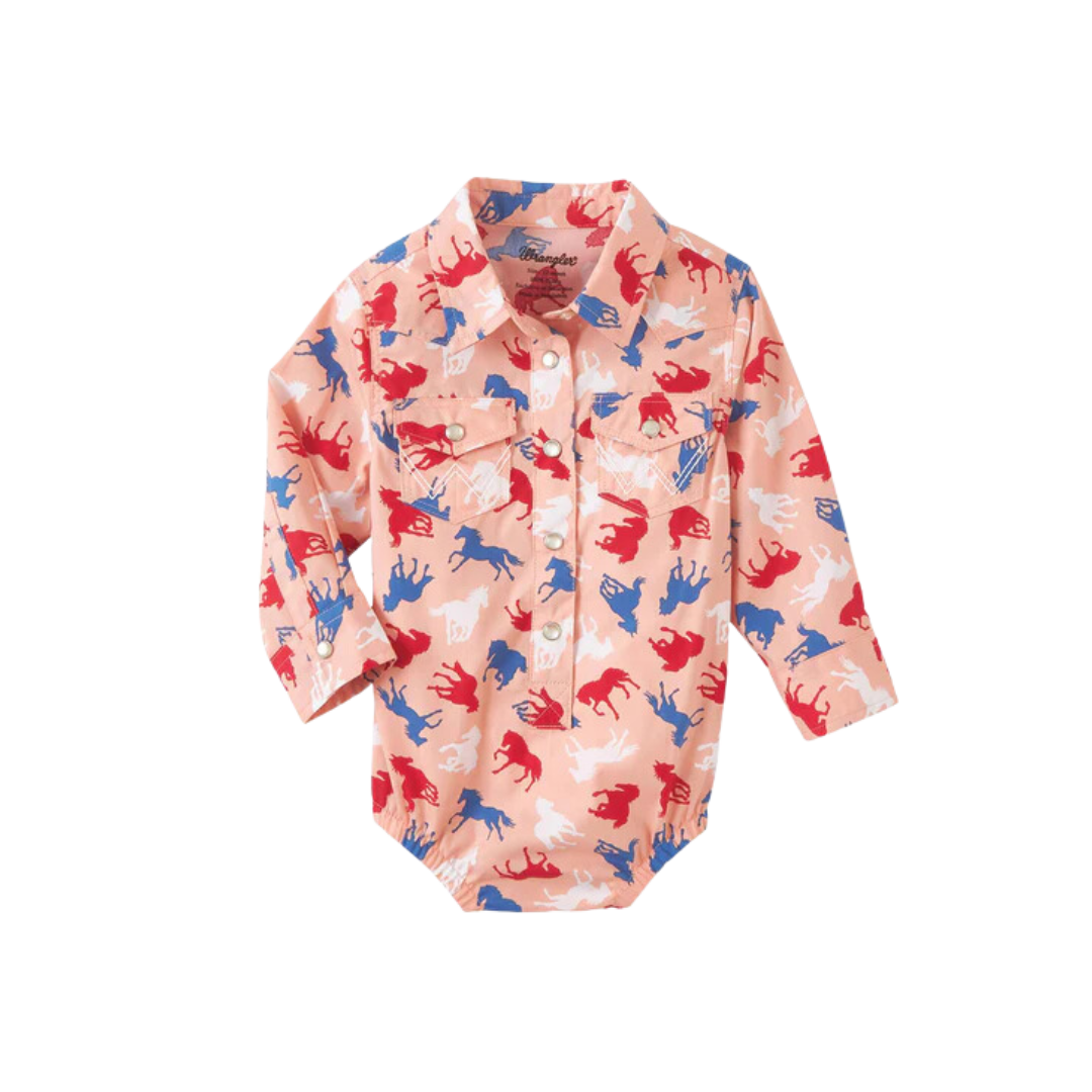 Wrangler Infant Girl's Horse Print Multicolor Bodysuit