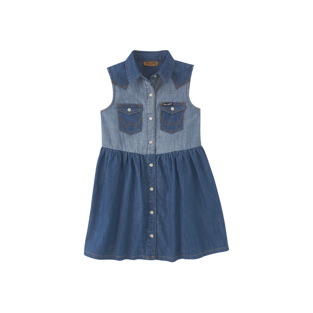 Wrangler Youth Girl's 2 Tone Denim Blue Dress