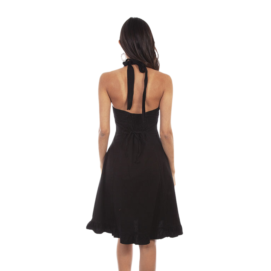 Scully Leathers Women's Halter Peruvian Cotton Black Dress