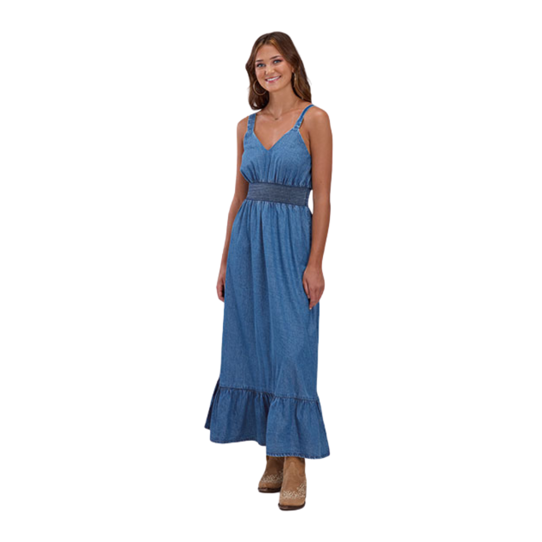 Roper Women's Smocked Spaghetti Blue Dress