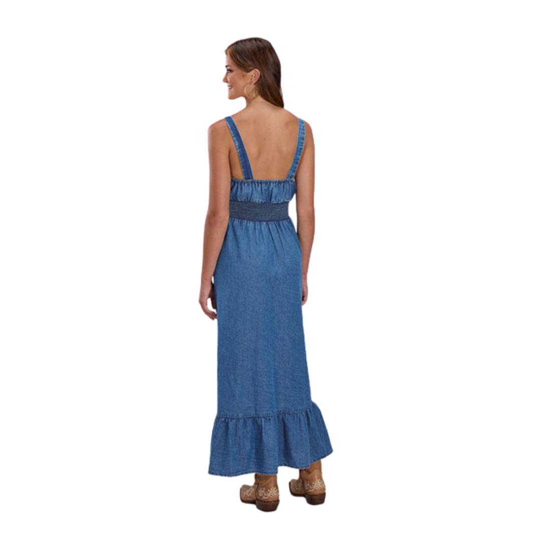 Roper Women's Smocked Spaghetti Blue Dress
