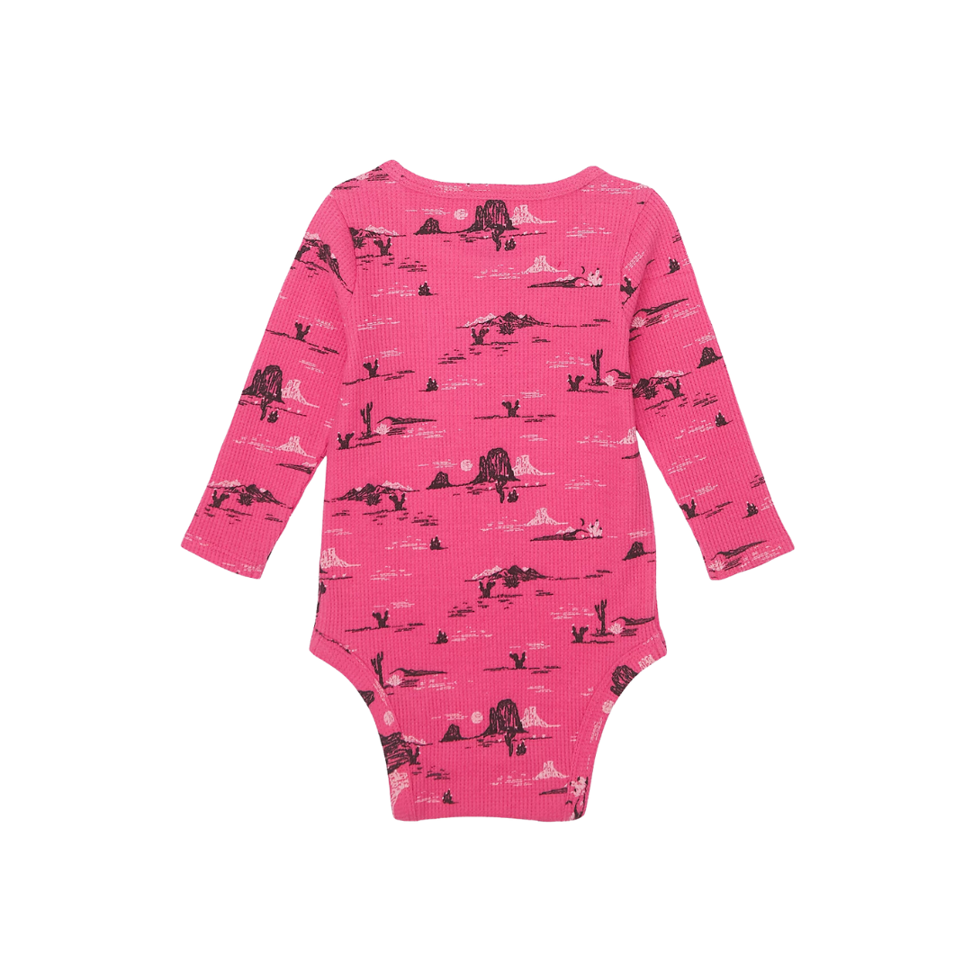 Wrangler Infant Girl's Logo Waffle Textured Pink Bodysuit