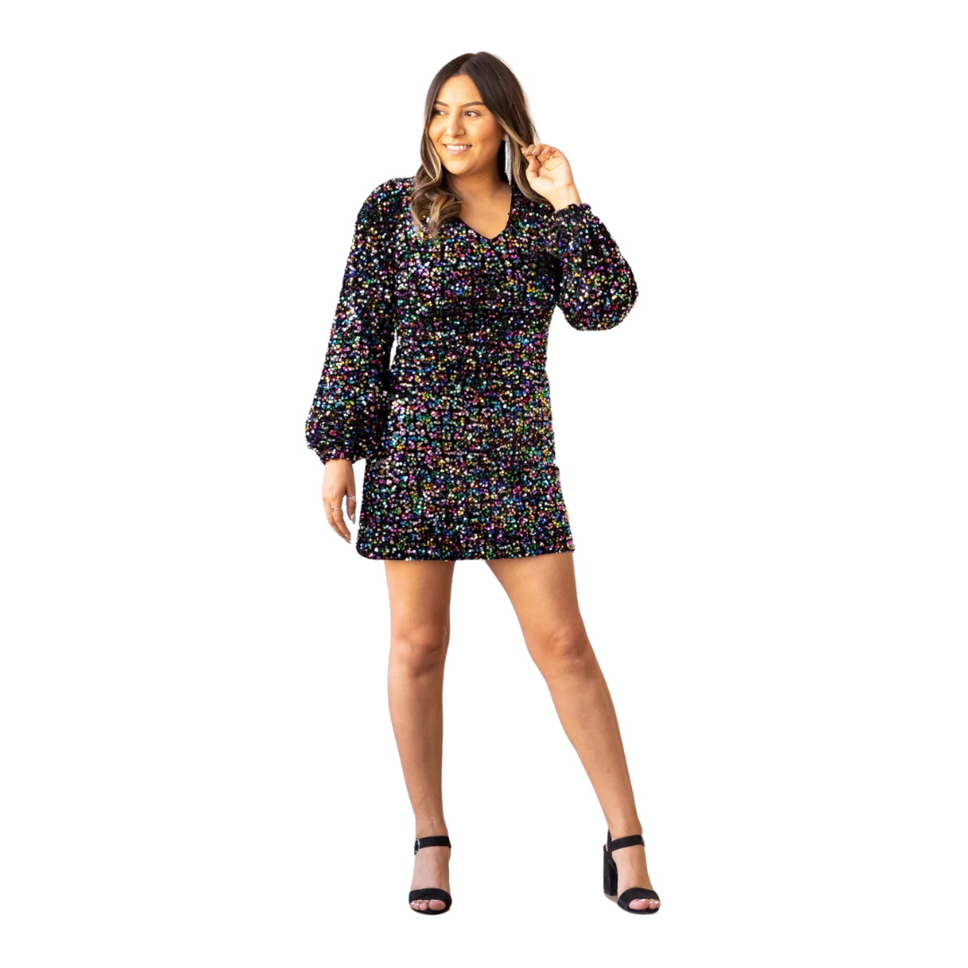 Southern Grace Women's Chromatic Charm Sequined Multicolor Dress