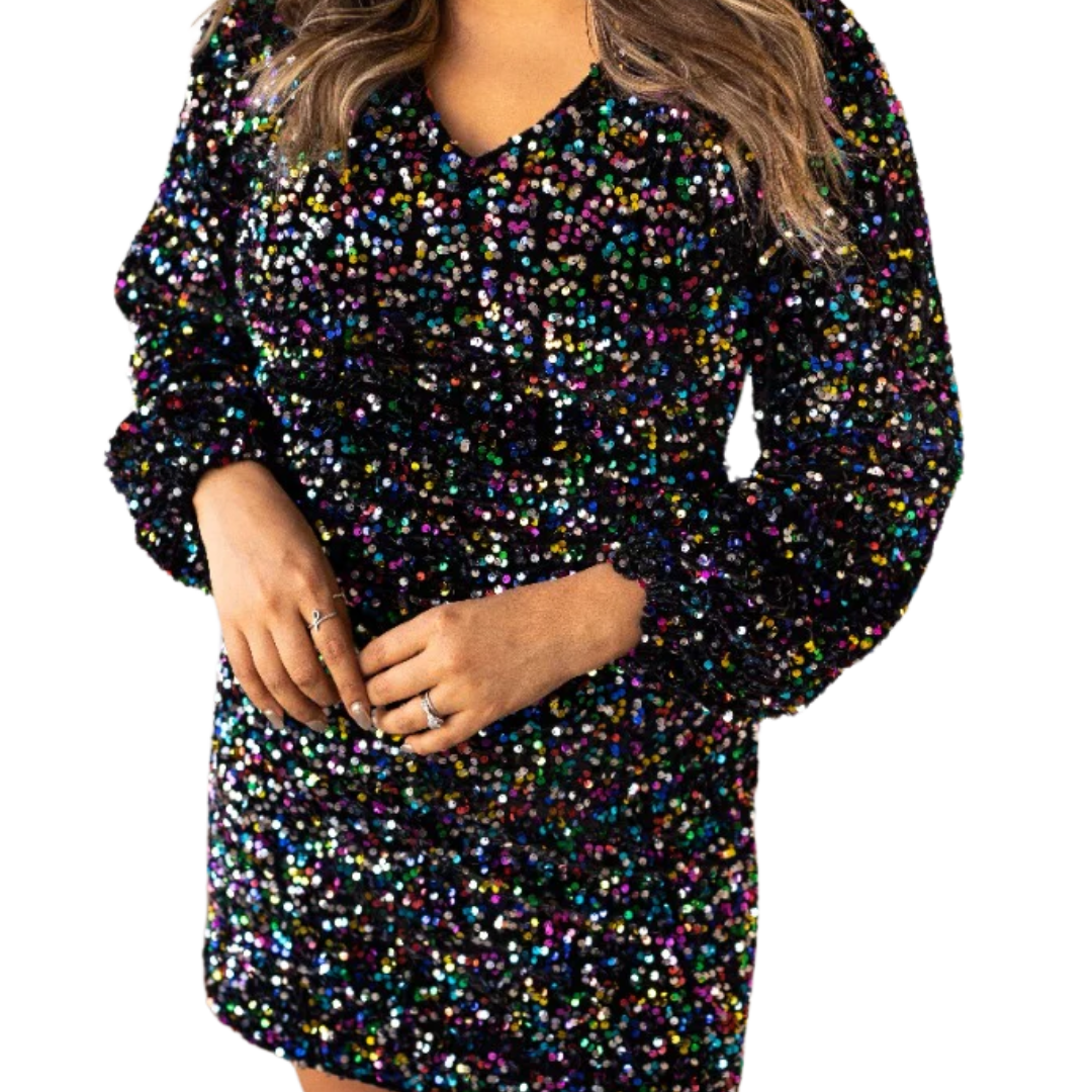 Southern Grace Women's Chromatic Charm Sequined Multicolor Dress
