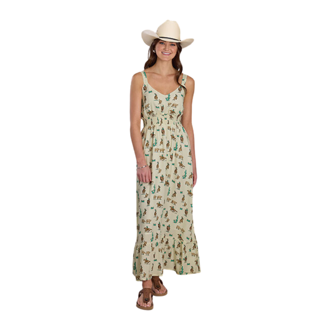 Roper Women's Ropers Print Maxi Sundress in White X-Large