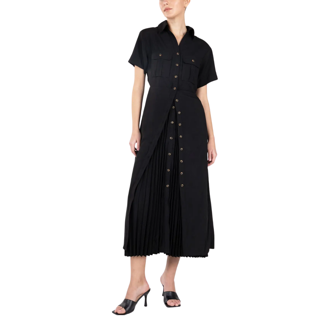 Miss Me Women's Long Neck Black Dress