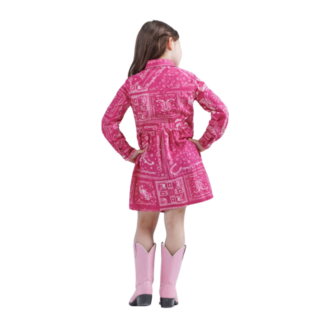 Wrangler Youth Girl's Barbie Western Snap Shirt Pink Dress