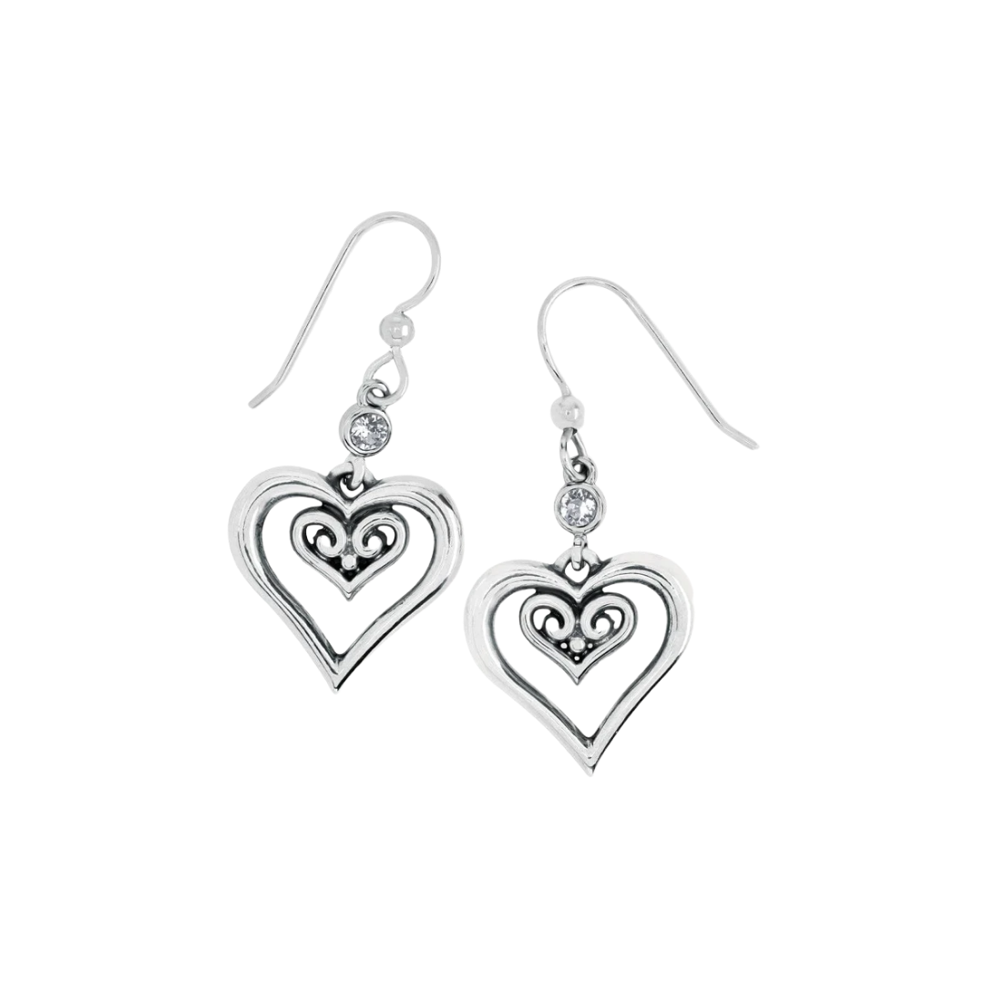 Brighton Women's Alcazar Duet Heart French Grey Earrings