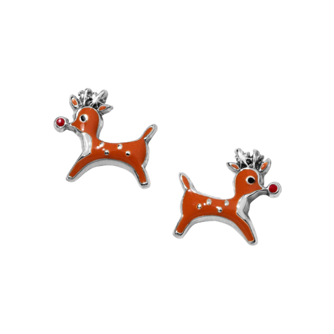 Brighton Women's Santas Reindeer Mini Post Brown Earrings