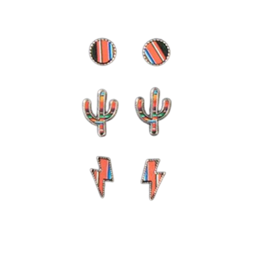 Silver Strike Women's Serape Multicolor Set Of 3 Earrings