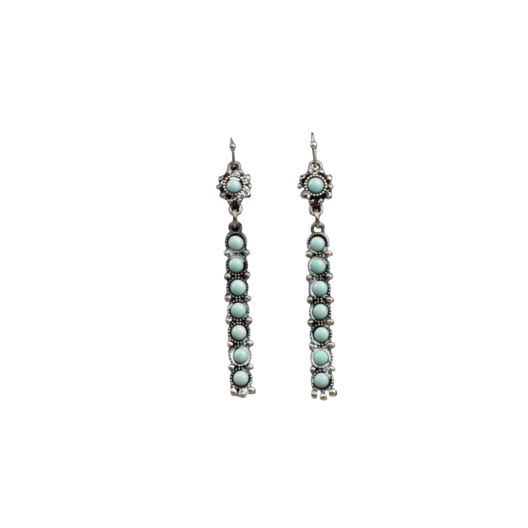Blazin Roxx Women's Silver Bar Turquoise Earrings