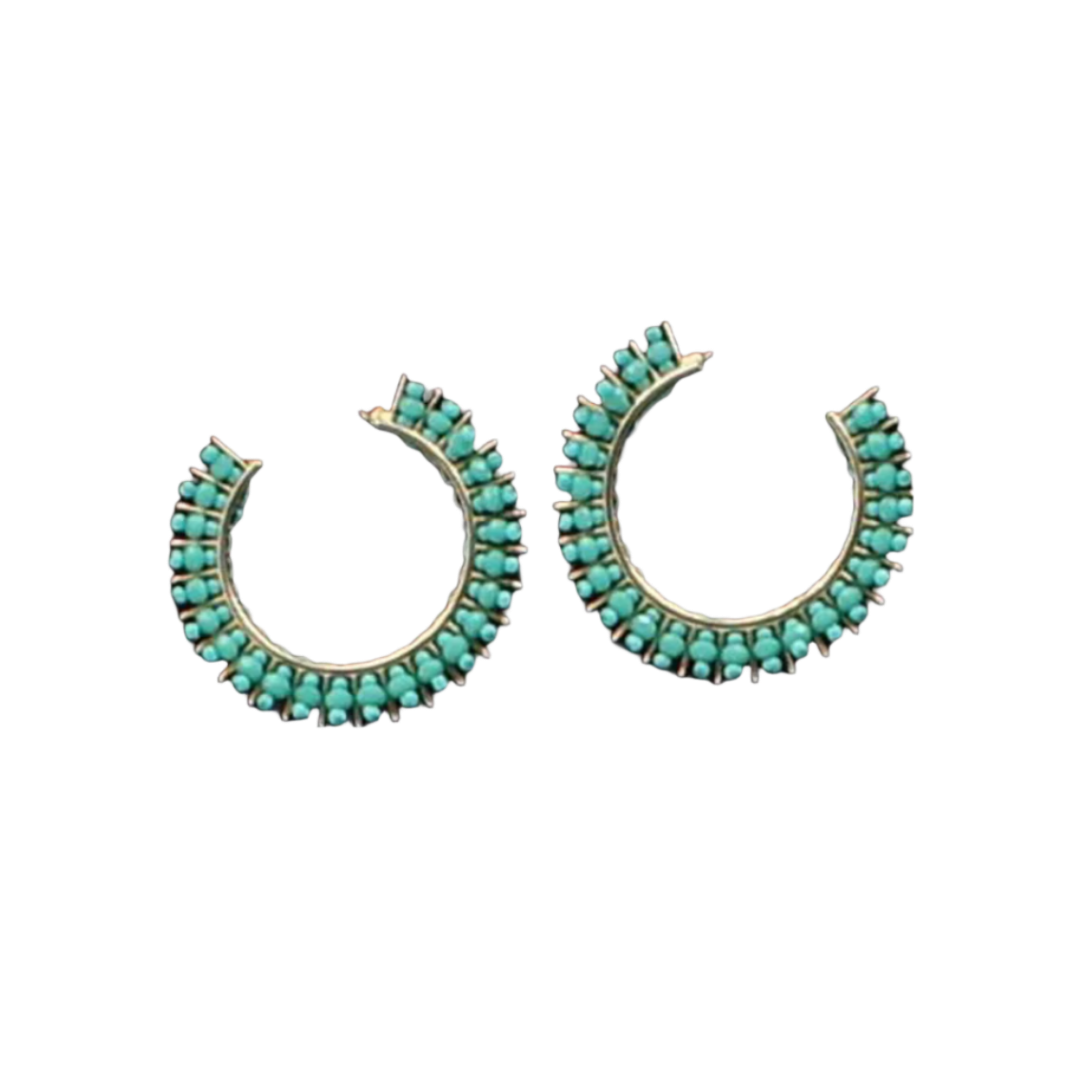 Silver Strike Women's Hoop Turquoise Earrings