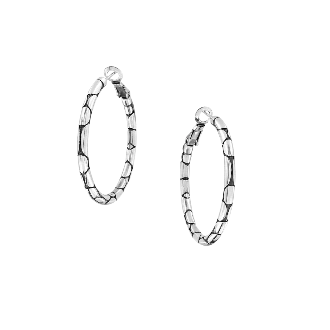Brighton Women's Pebble Small Hoop Grey Earrings