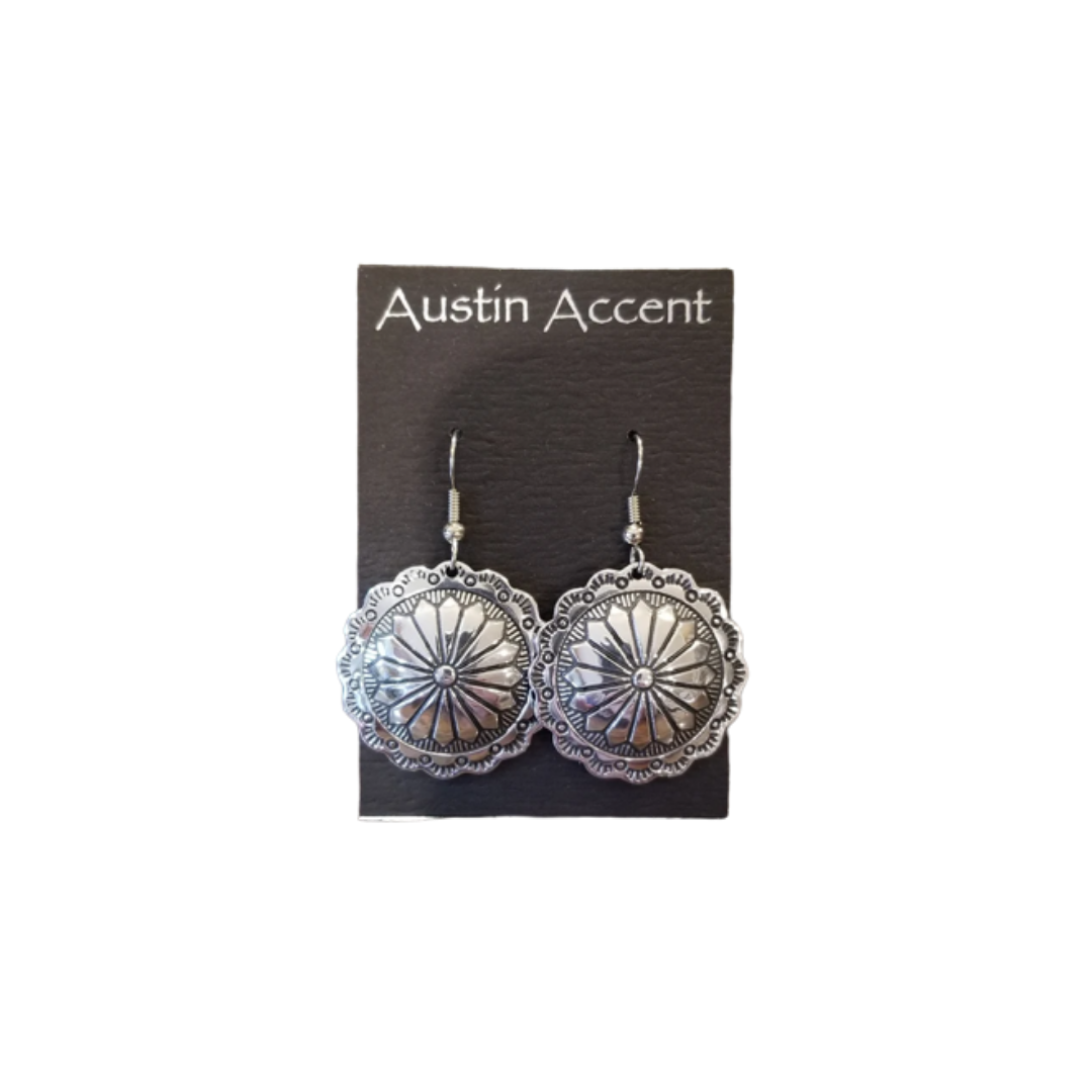 Austin Accent Women's Silver Southwest Flower Grey Earring