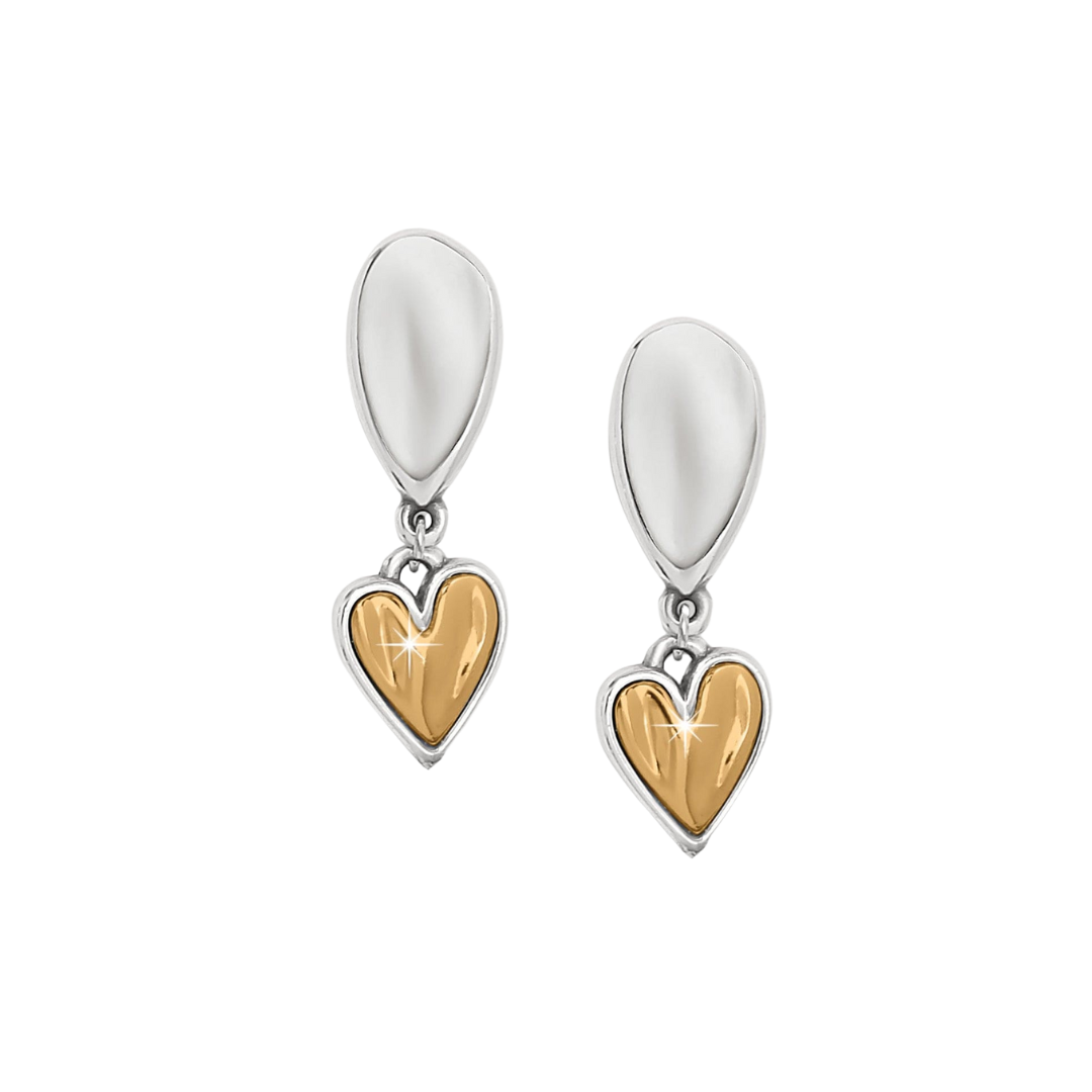 Brighton Women's Cascade Heart Unity Silver Gold Earrings