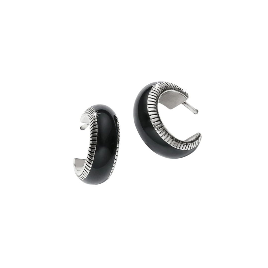 Brighton Women's Noir Small Hoop Grey Earrings