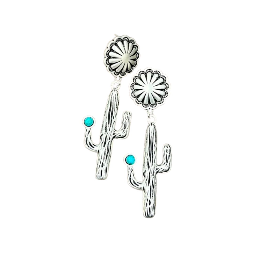 Isac Trading Women's Cactus Post Turquoise Earrings