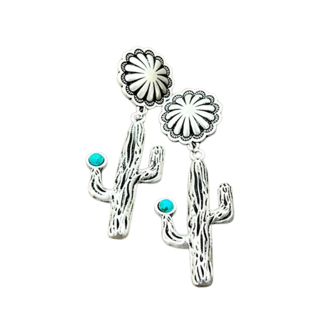 Isac Trading Women's Cactus Post Turquoise Earrings