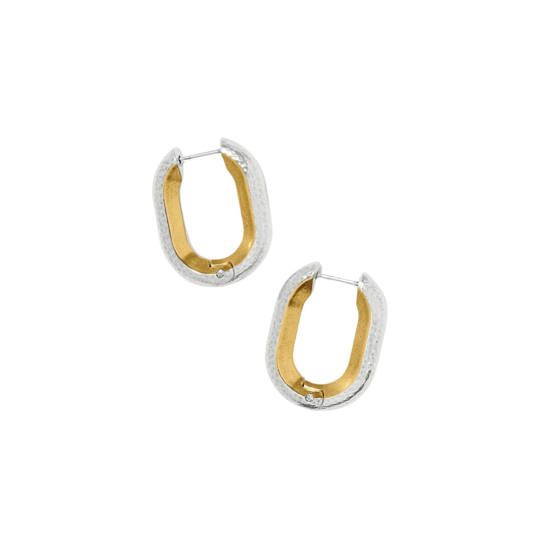 Brighton Women's Medici Hinged Hoop Silver Gold Earrings