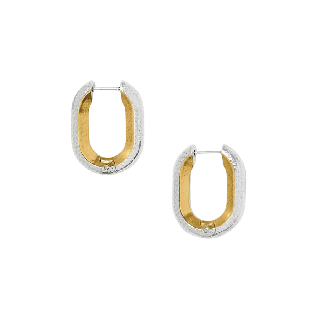 Brighton Women's Medici Hinged Hoop Silver Gold Earrings