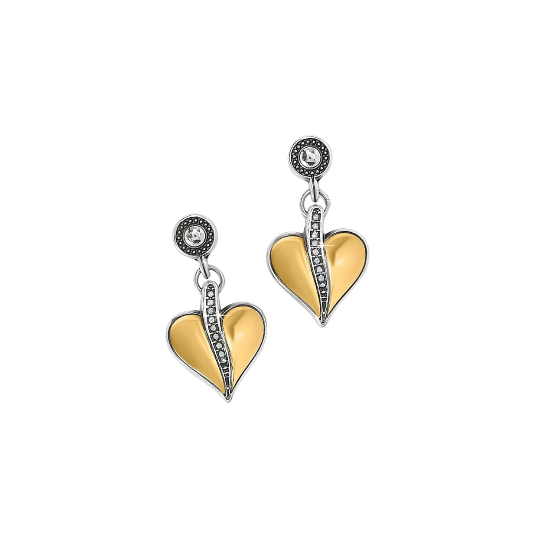 Brighton Women's Heart Two Tone Silver Gold Earrings