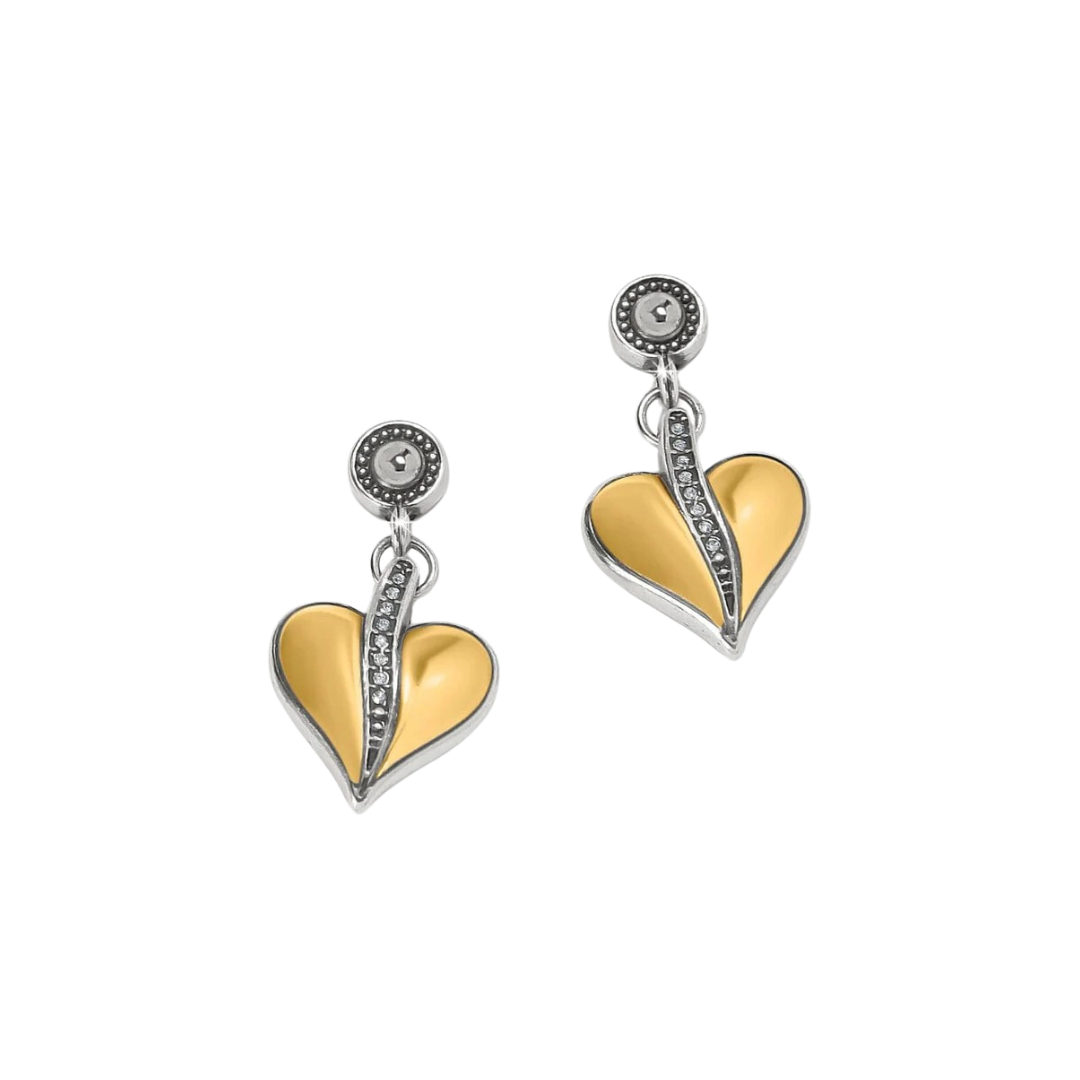 Brighton Women's Heart Two Tone Silver Gold Earrings