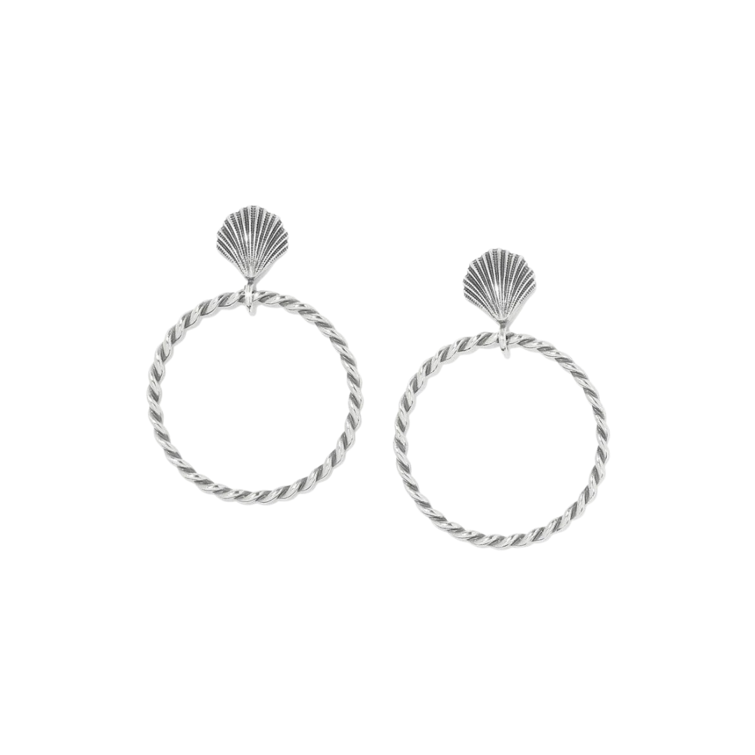 Brighton Women's Shells Hoop Silver Earrings
