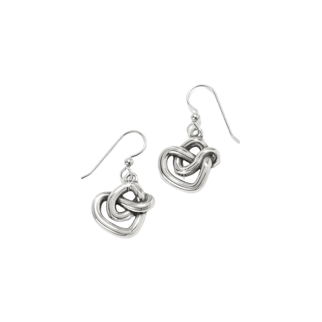 Brighton Women's Interlok Curve Heart French Wire Silver Earrings