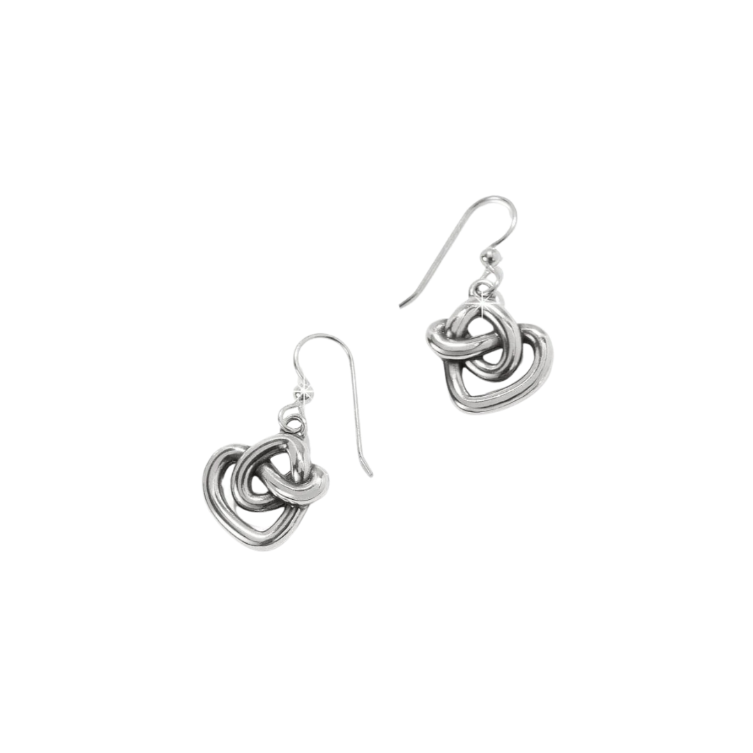 Brighton Women's Interlok Curve Heart French Wire Silver Earrings