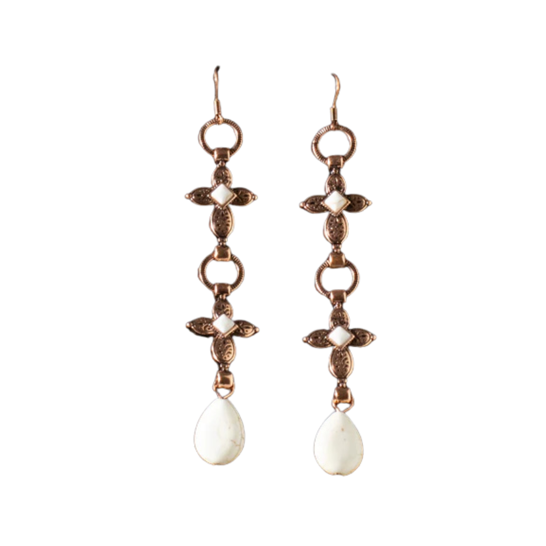 Blazin Roxx Women's Cross Dangle White Earrings