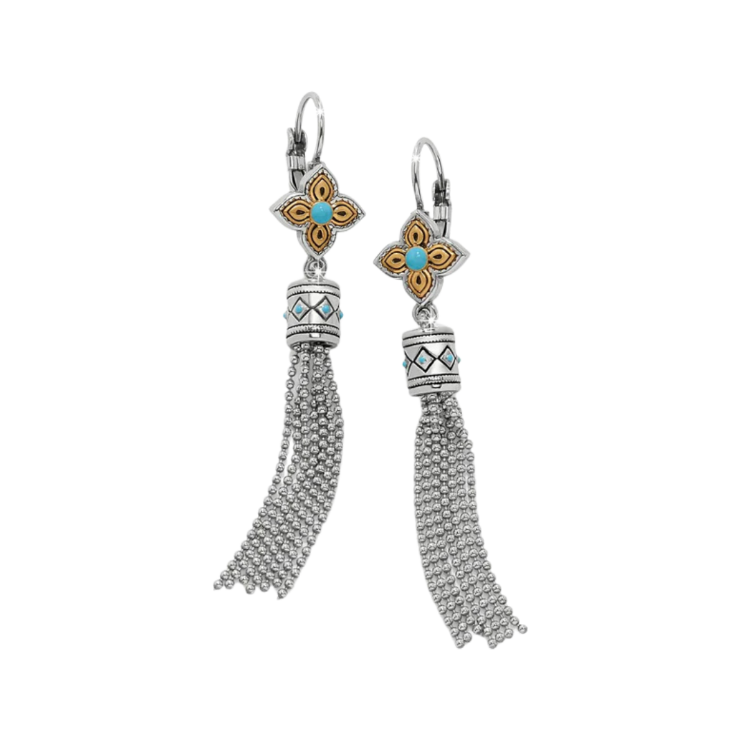Brighton Women's Mosaic Cerrillos Tassel Silver Gold Earrings