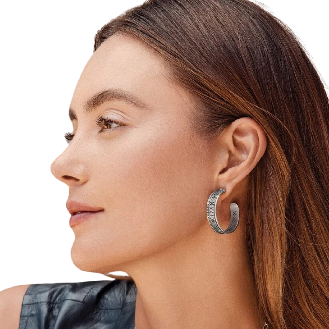 Brighton Women's Ferrara Siena Large Hoop Silver Earrings